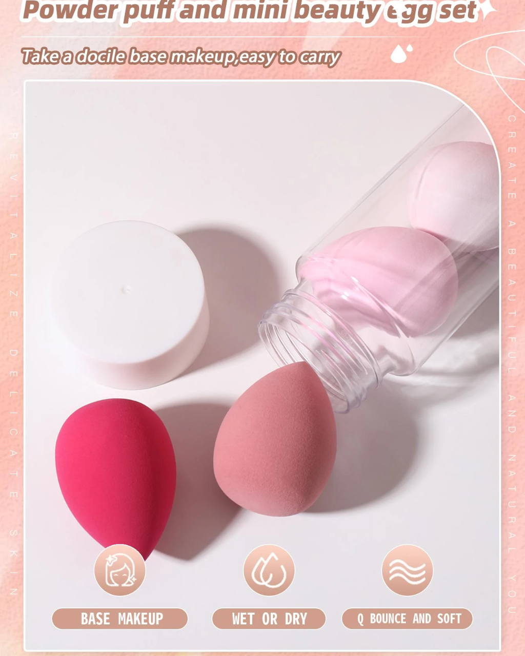 Orivelle Makeup Sponge, 5pcs Waterdrop Shape Makeup Sponge & 1pc Storage Box Makeup Blender,