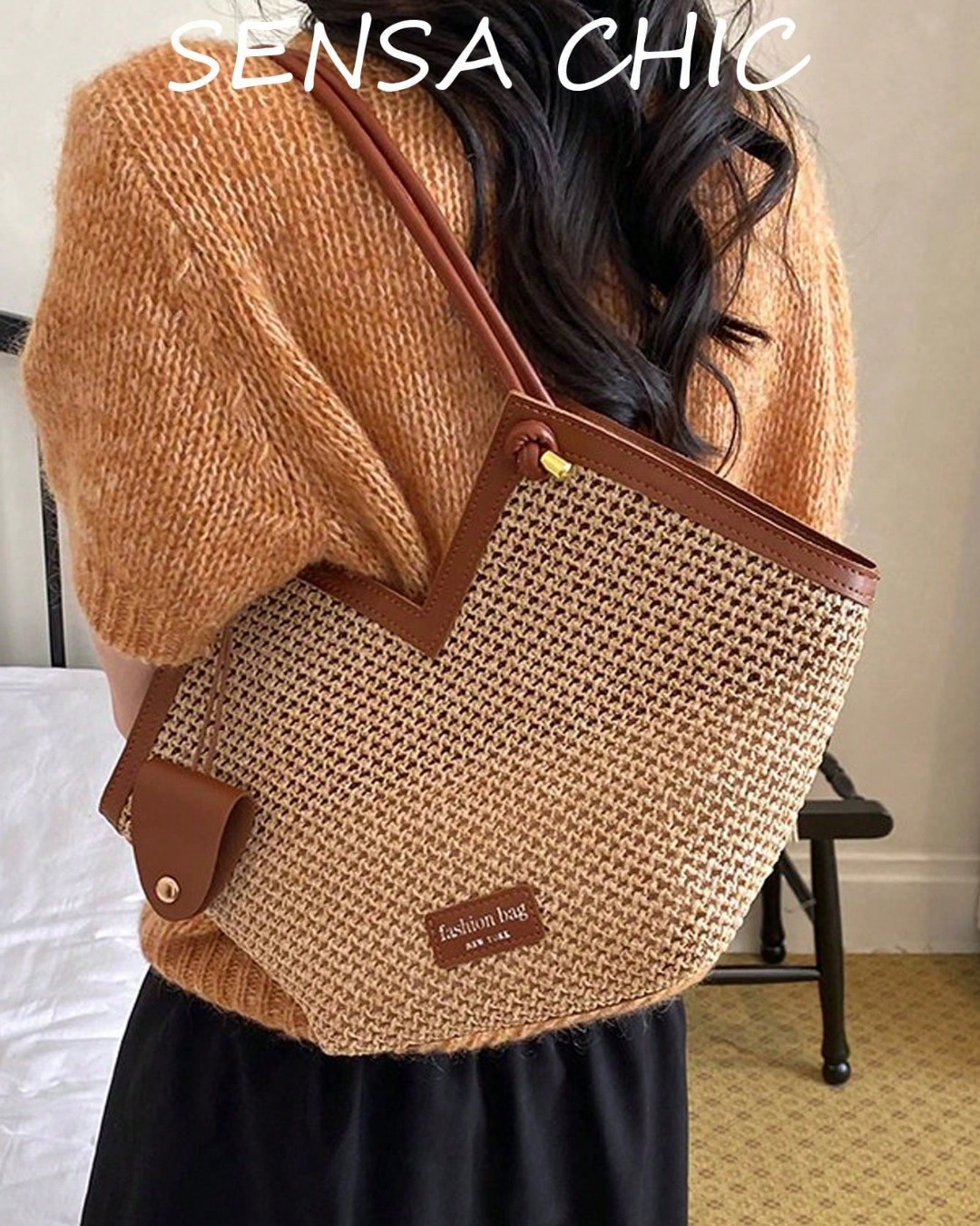 SHEIN New Fashion Versatile Colorblock Embossed Design Large Capacity Double Handle Shoulder Tote Bag
