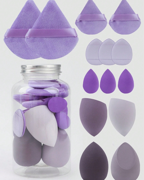 ORIVELLE 14pc Makeup Sponge Set With Storage Bottle, Beauty Puff, Latex-Free,