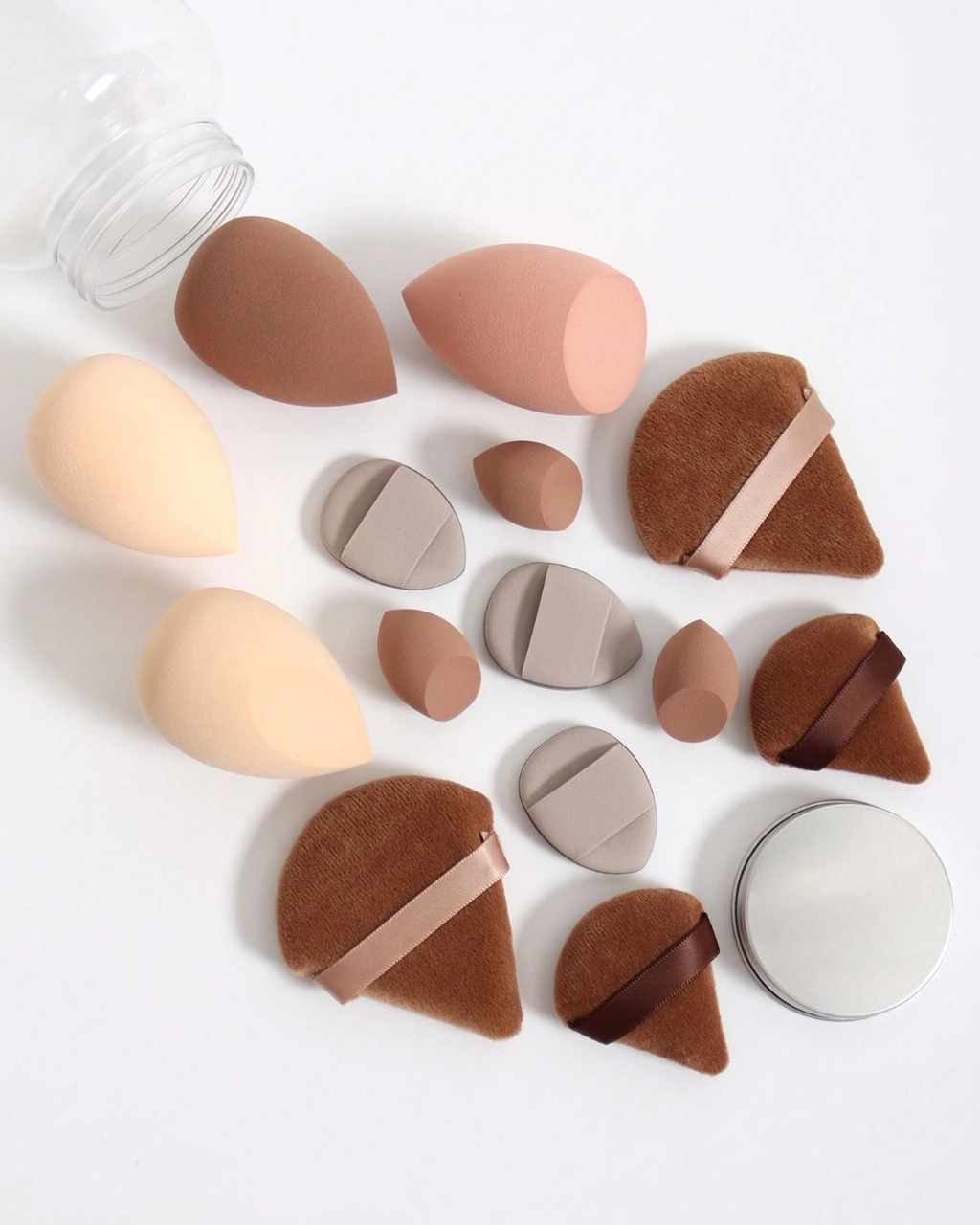 ORIVELLE 14pc Makeup Sponge Set With Storage Bottle, Beauty Puff, Latex-Free,