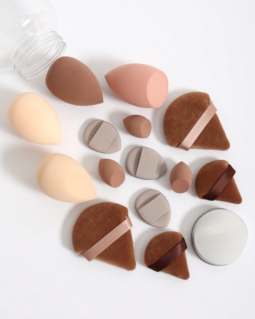 ORIVELLE 14pc Makeup Sponge Set With Storage Bottle, Beauty Puff, Latex-Free,