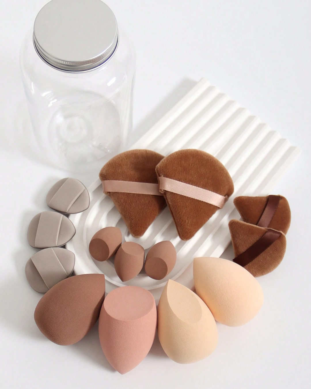 ORIVELLE 14pc Makeup Sponge Set With Storage Bottle, Beauty Puff, Latex-Free,