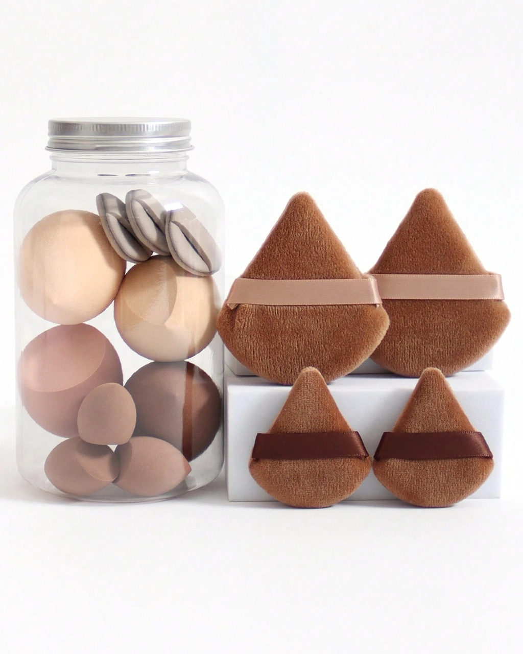 ORIVELLE 14pc Makeup Sponge Set With Storage Bottle, Beauty Puff, Latex-Free,