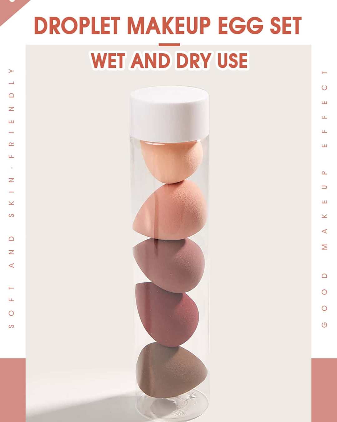 Orivelle Makeup Sponge, 5pcs Waterdrop Shape Makeup Sponge & 1pc Storage Box Makeup Blender,