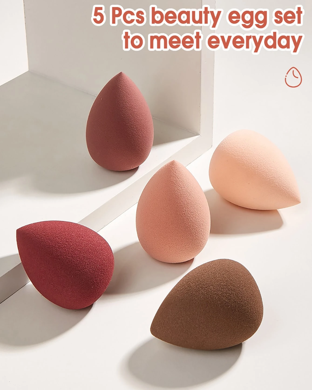 Orivelle Makeup Sponge, 5pcs Waterdrop Shape Makeup Sponge & 1pc Storage Box Makeup Blender,