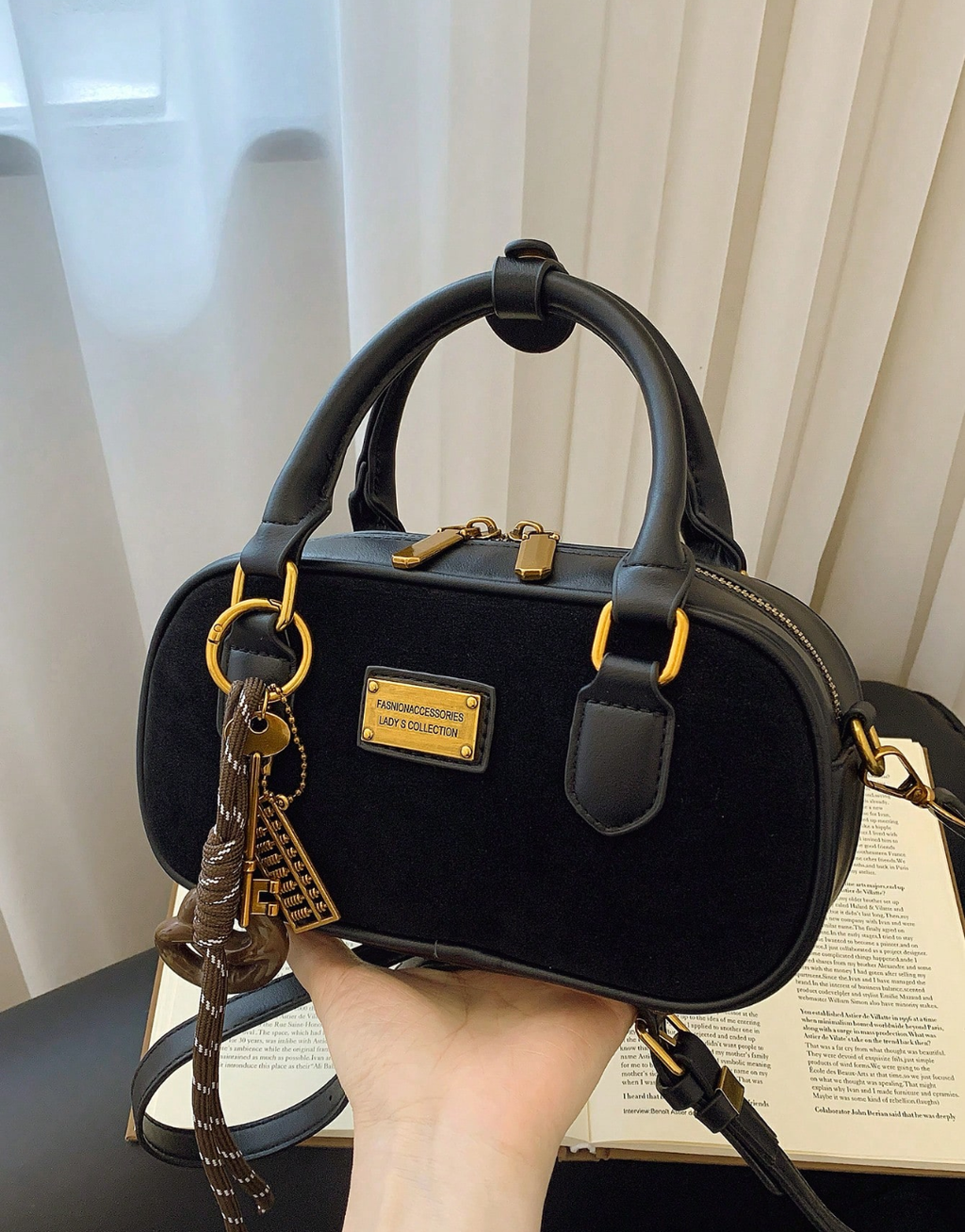 SHEIN Retro Bowling Bag For Women, New Fashion Crossbody Handbag With High-End Feel, Tote Shoulder Bag For Work