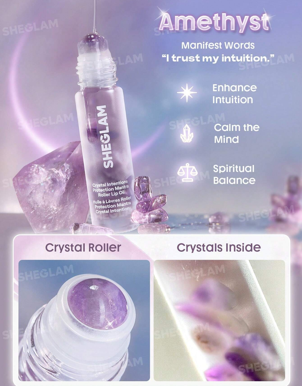 SHEGLAM Crystal Intentions Protection Mantra Roller Lip Oil