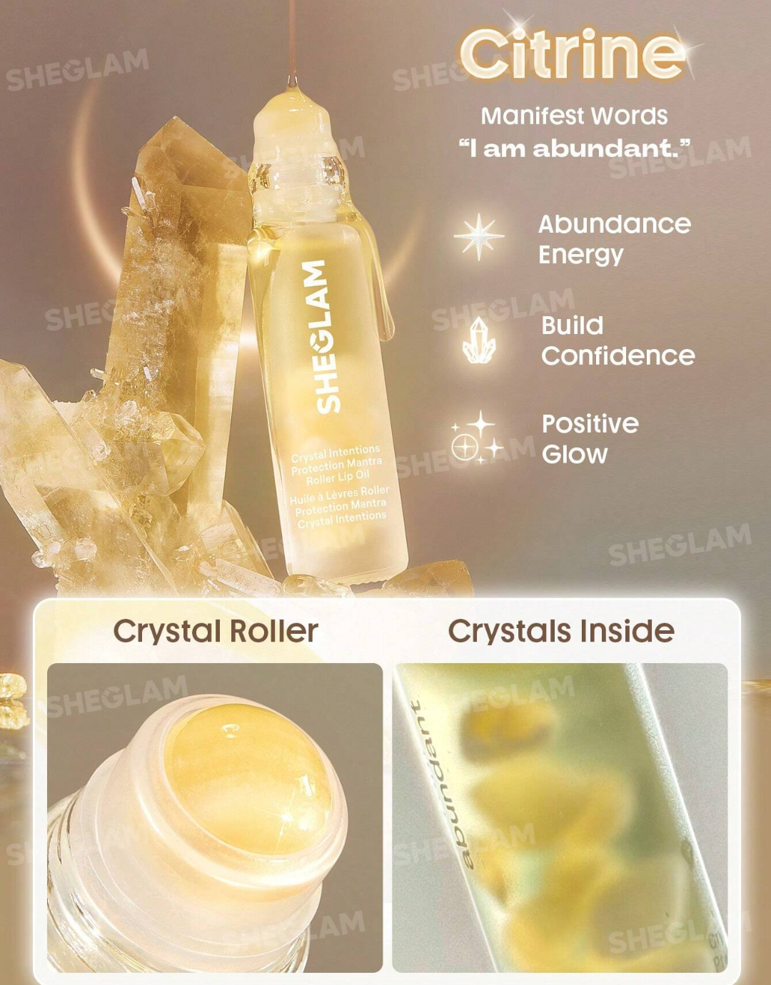 SHEGLAM Crystal Intentions Protection Mantra Roller Lip Oil