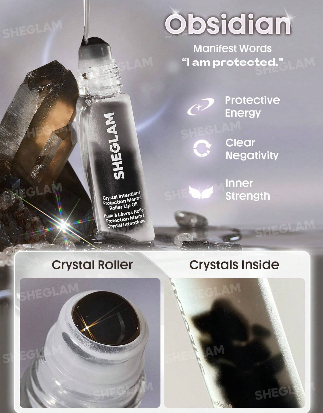 SHEGLAM Crystal Intentions Protection Mantra Roller Lip Oil