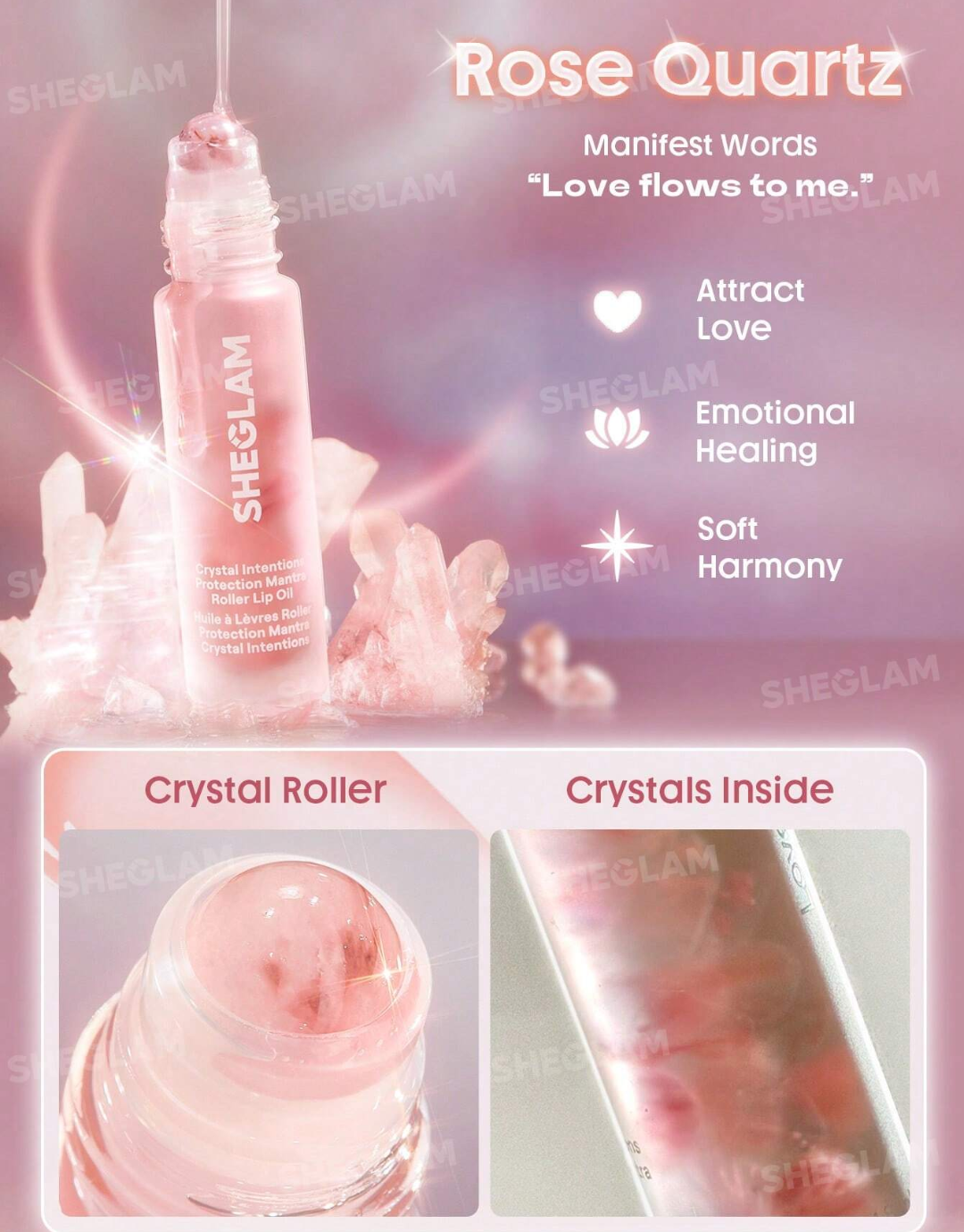 SHEGLAM Crystal Intentions Protection Mantra Roller Lip Oil