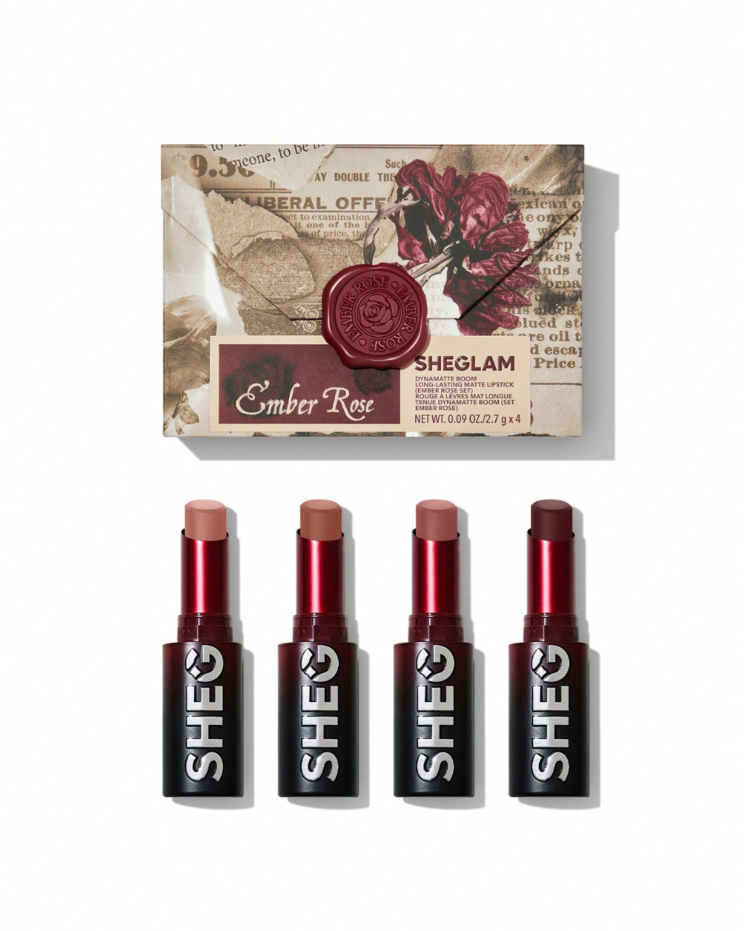 SHEGLAM Dynamatte Boom Long-Lasting Matte Lipstick (Ember Rose Set)