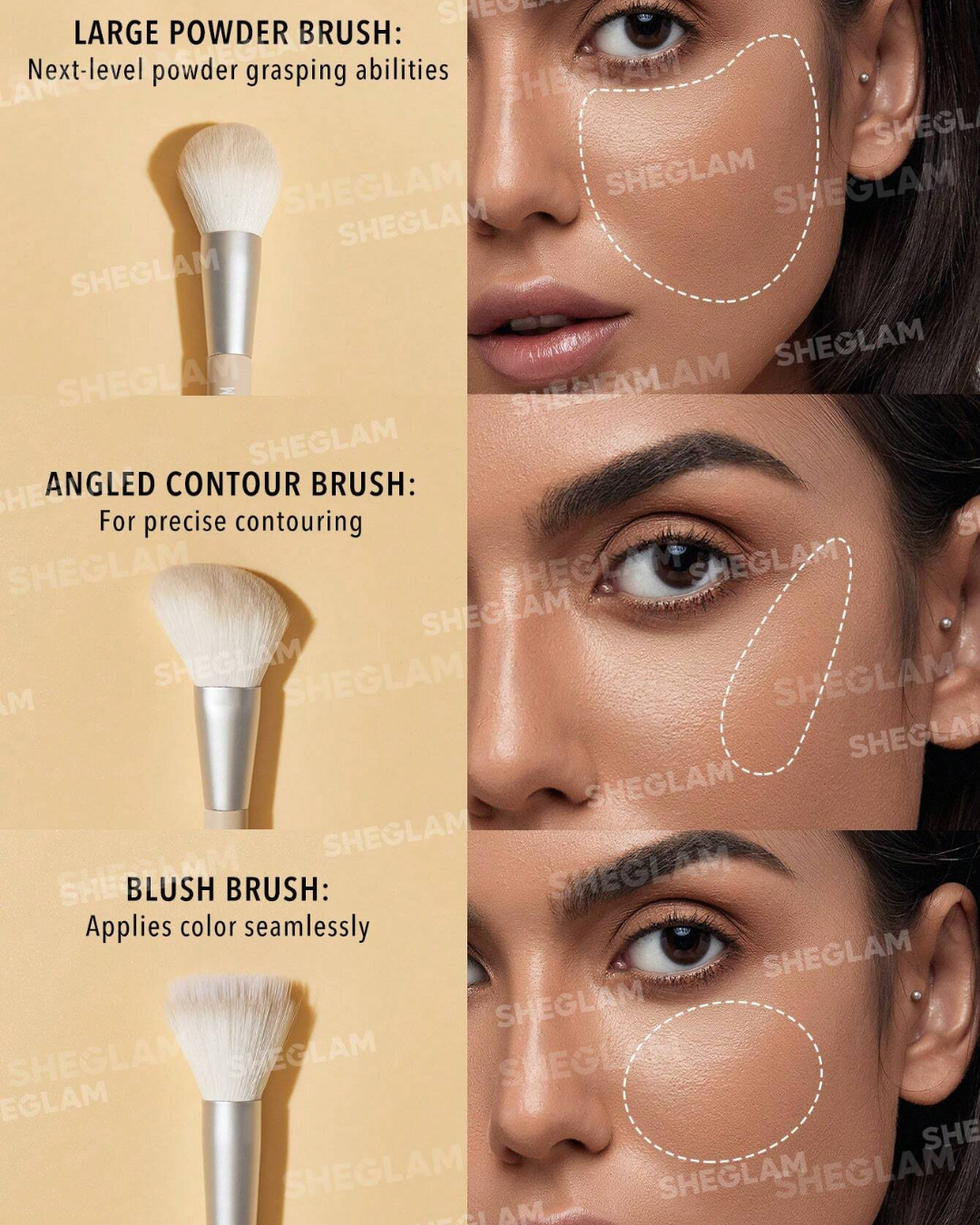 SHEGLAM  Glam 101 Face Essentials Brush Set With Bag