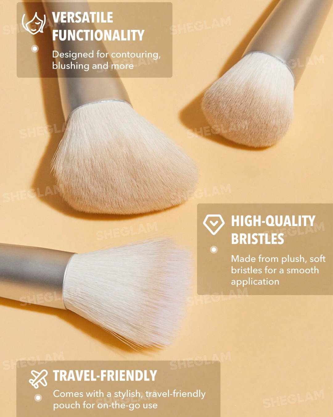 SHEGLAM  Glam 101 Face Essentials Brush Set With Bag