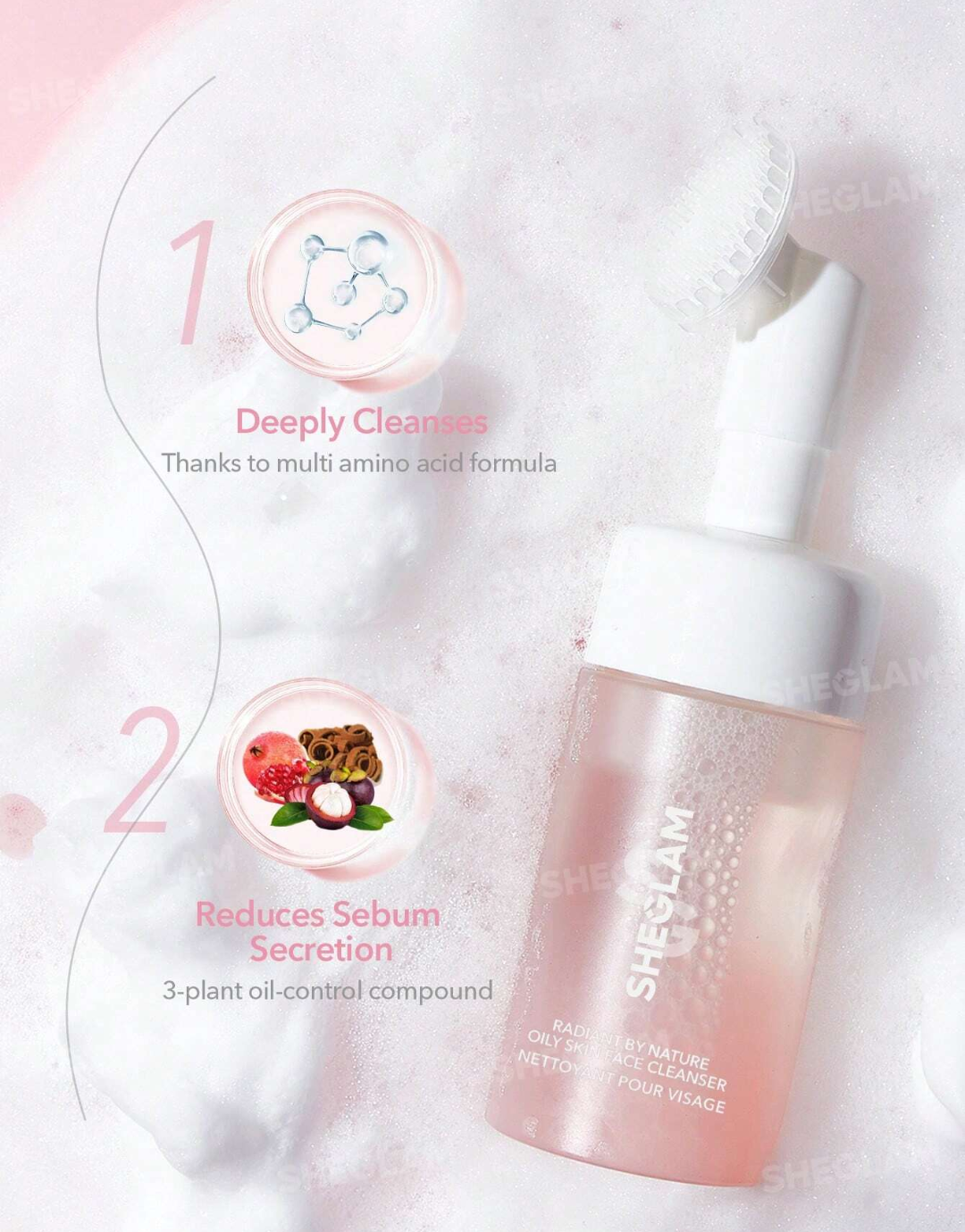 SHEGLAM Radiant By Combo Skin Face Cleanser 100Ml Hydrating Gentle Daily Facial Wash Liquid To Foam Formula