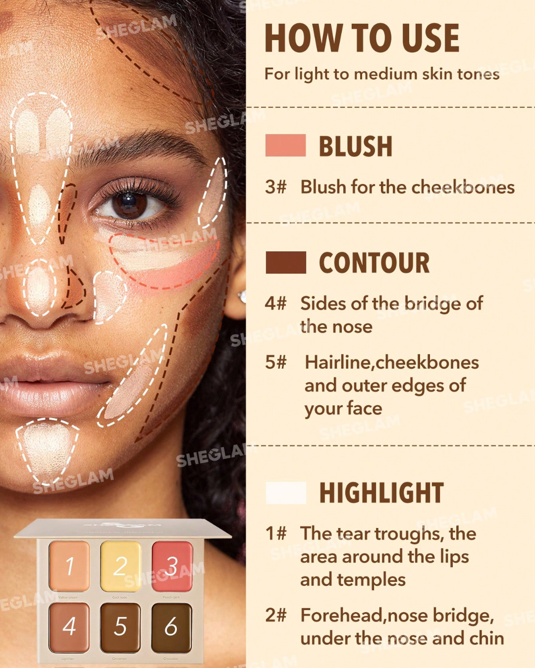 SHEGLAM Stereo Face Six-Color Cosmetic Disc