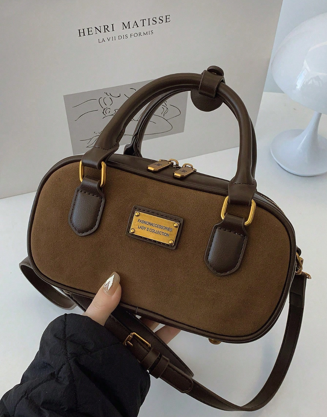SHEIN Retro Bowling Bag For Women, New Fashion Crossbody Handbag With High-End Feel, Tote Shoulder Bag For Work