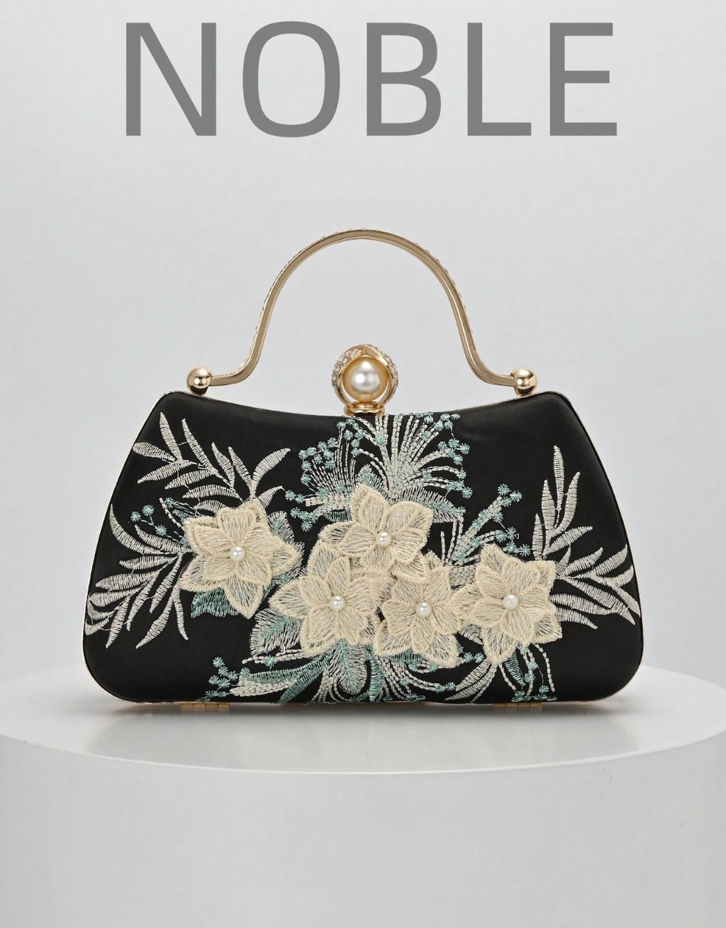 SHEIN 1pc Black Embroidered Floral Pattern Shoulder Bag, Vintage Cheongsam Bag, Fairy Clutch, Evening Bag, Bridesmaid Bag, Bridal Bag, Square Bag, Formal Bag, Pearl Clutch, Sequin Beaded Bag, Dress Bag, Chain Shoulder Bag