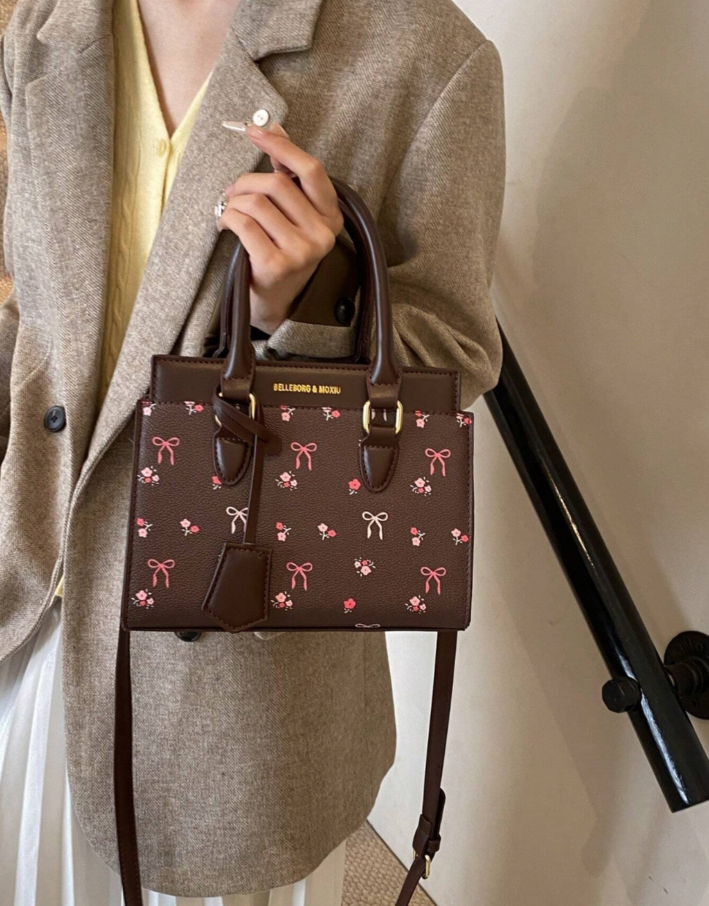 SHEIN-BELLEBORG Printed Tote & Shoulder Bag For Women
