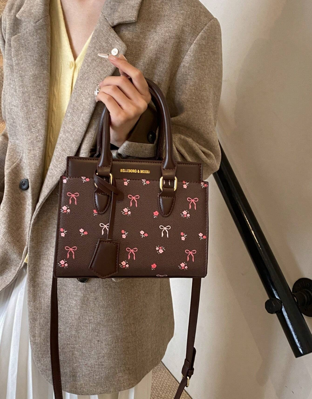SHEIN-BELLEBORG Printed Tote & Shoulder Bag For Women