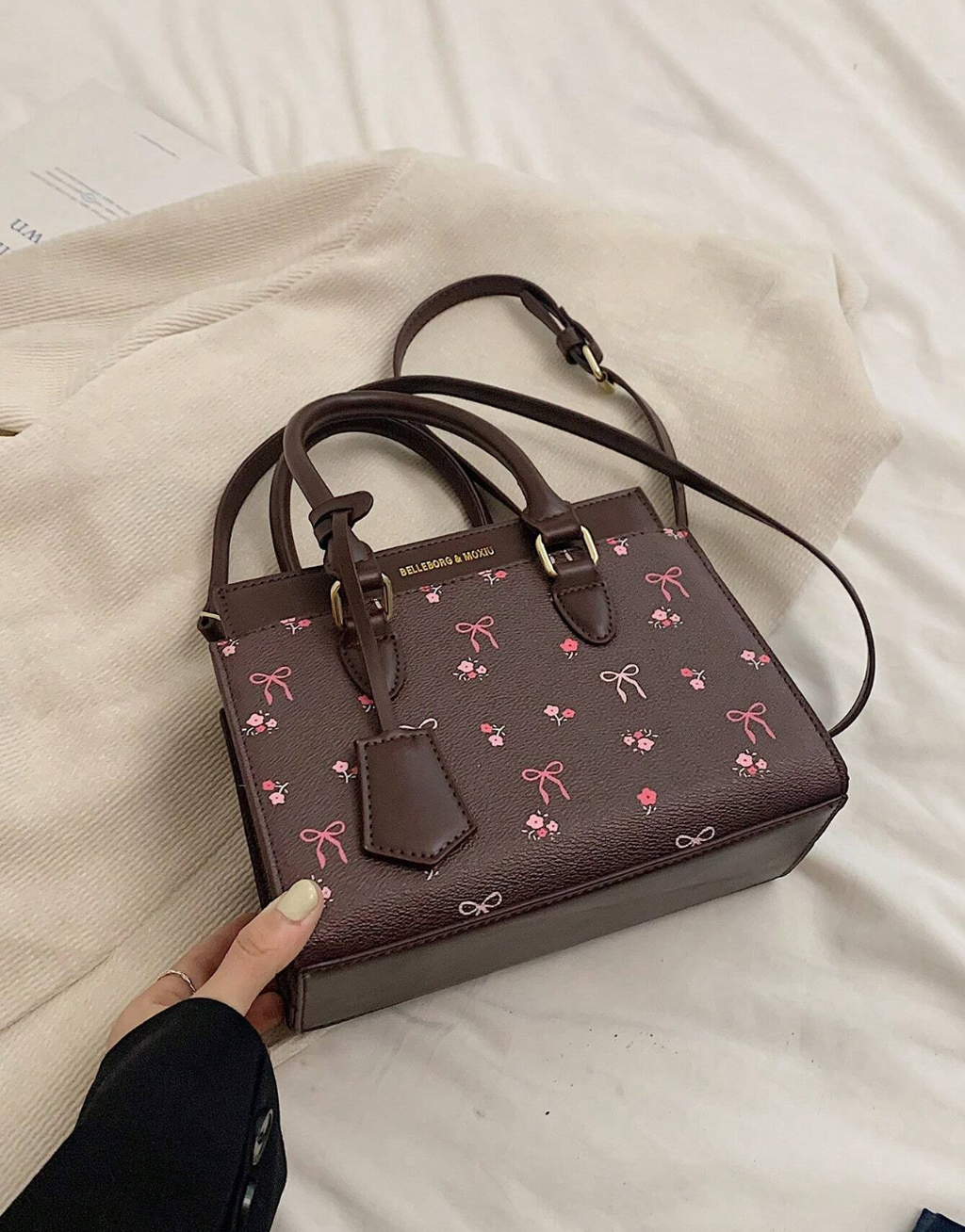 SHEIN-BELLEBORG Printed Tote & Shoulder Bag For Women