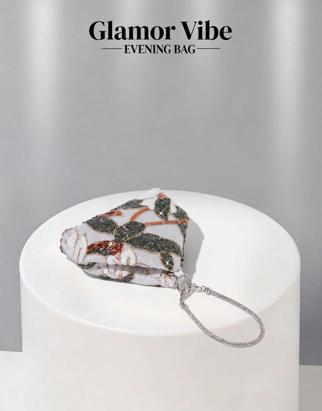 SHEIN Evening Party Sequin Clutch, Sequin Embroidery Craft, 3D Floral Design (Random Pattern)