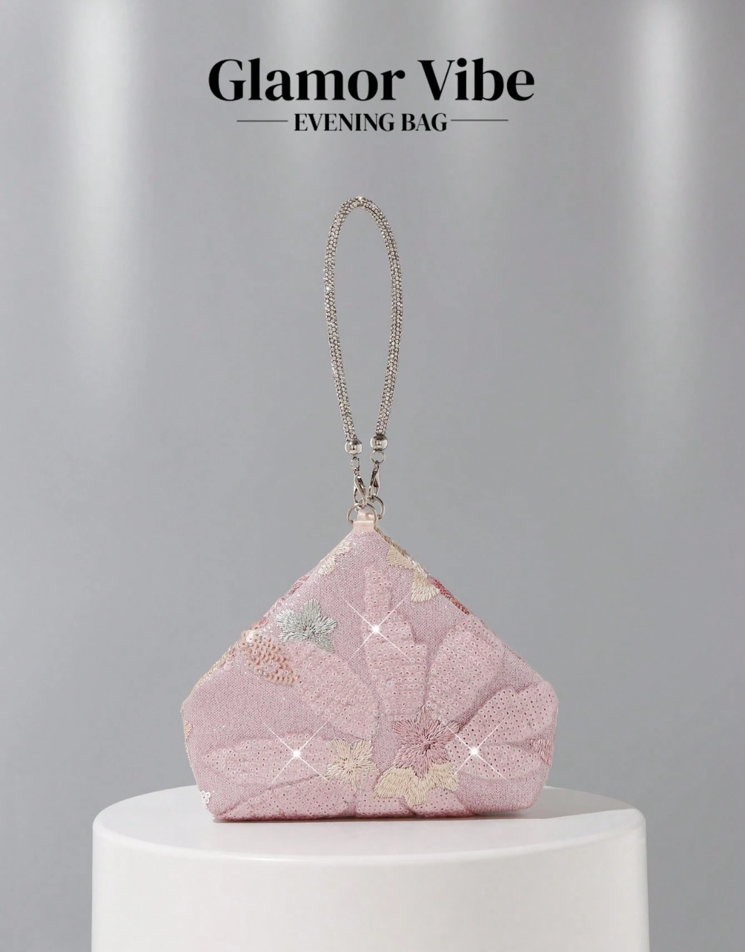 SHEIN Evening Party Sequin Clutch, Sequin Embroidery Craft, 3D Floral Design (Random Pattern)