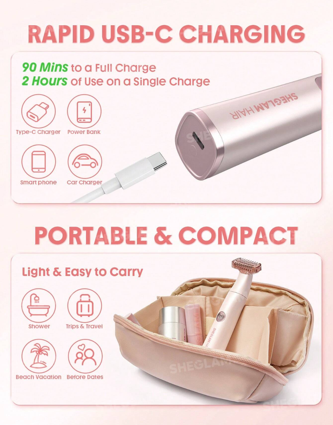 SHEGLAM Smooth Moves Single-Blade Electric Razor