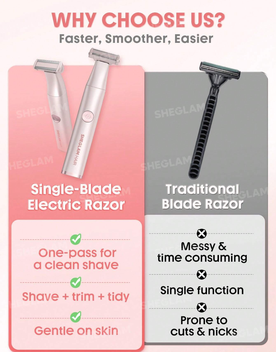 SHEGLAM Smooth Moves Single-Blade Electric Razor