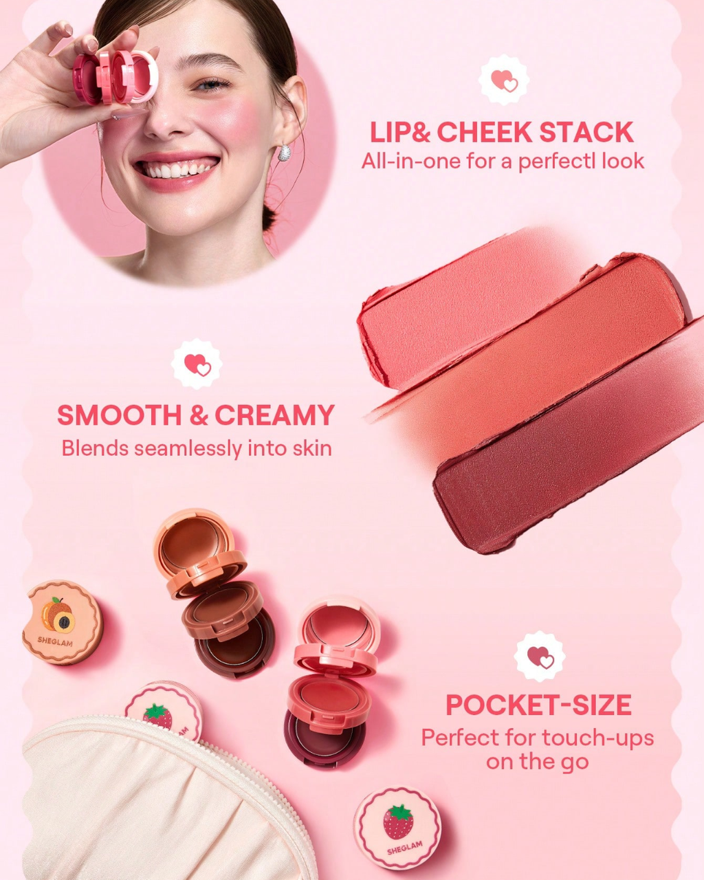 SHEGLAM Very Cherry Cheek & Lip Cream Stack