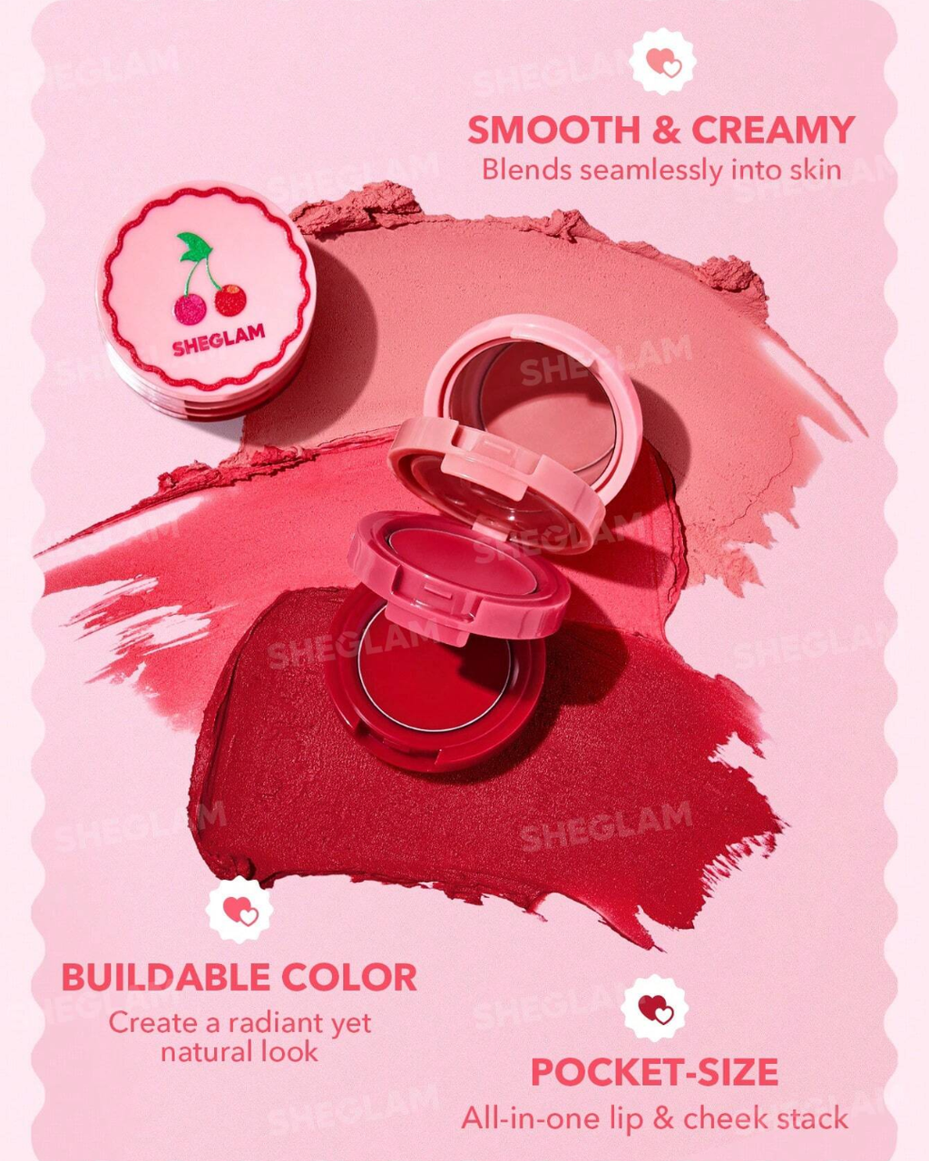 SHEGLAM Very Cherry Cheek & Lip Cream Stack
