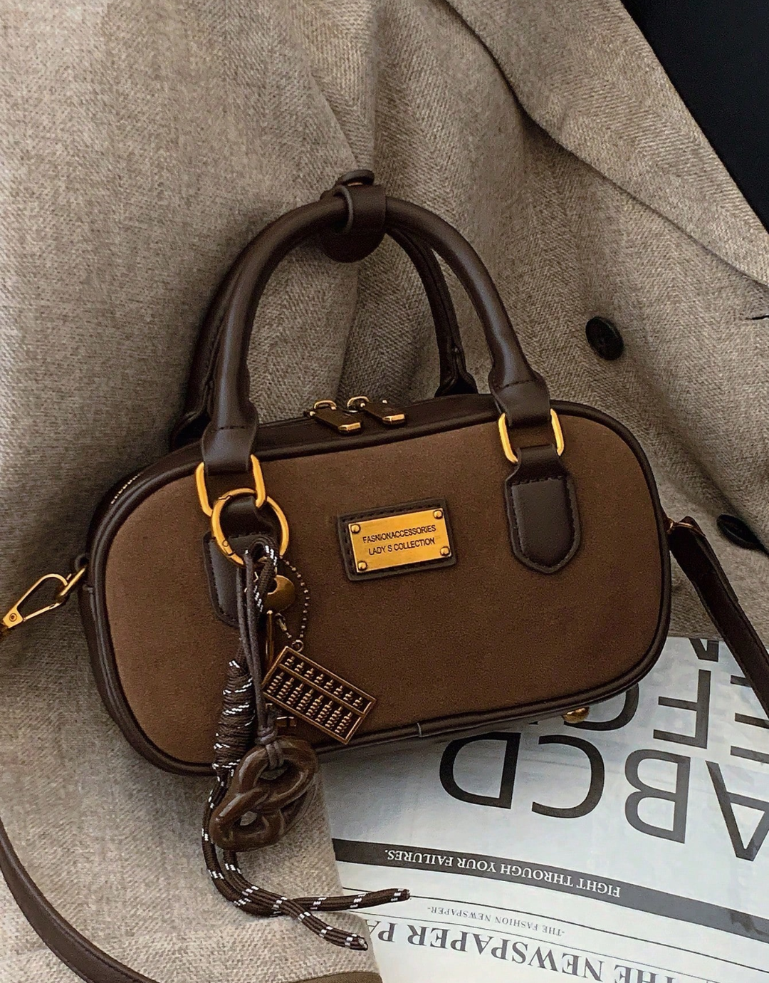 SHEIN Retro Bowling Bag For Women, New Fashion Crossbody Handbag With High-End Feel, Tote Shoulder Bag For Work
