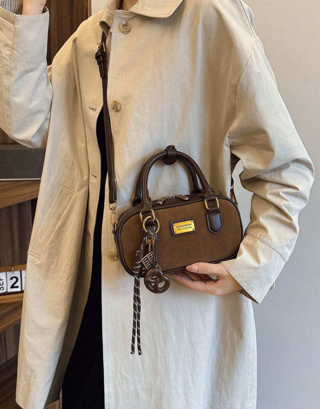SHEIN Retro Bowling Bag For Women, New Fashion Crossbody Handbag With High-End Feel, Tote Shoulder Bag For Work