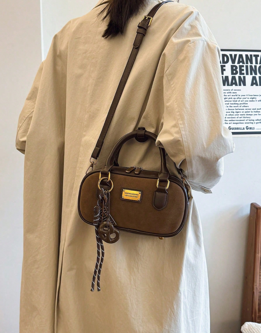 SHEIN Retro Bowling Bag For Women, New Fashion Crossbody Handbag With High-End Feel, Tote Shoulder Bag For Work