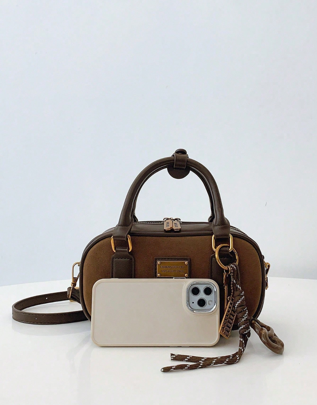 SHEIN Retro Bowling Bag For Women, New Fashion Crossbody Handbag With High-End Feel, Tote Shoulder Bag For Work