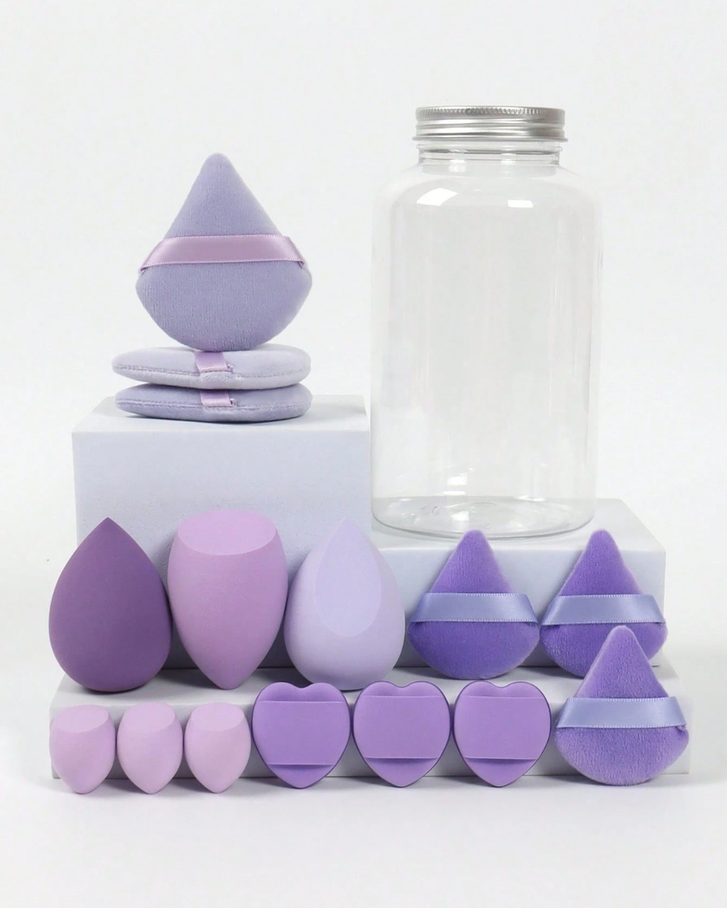 ORIVELLE 14pc Makeup Sponge Set With Storage Bottle, Beauty Puff, Latex-Free,
